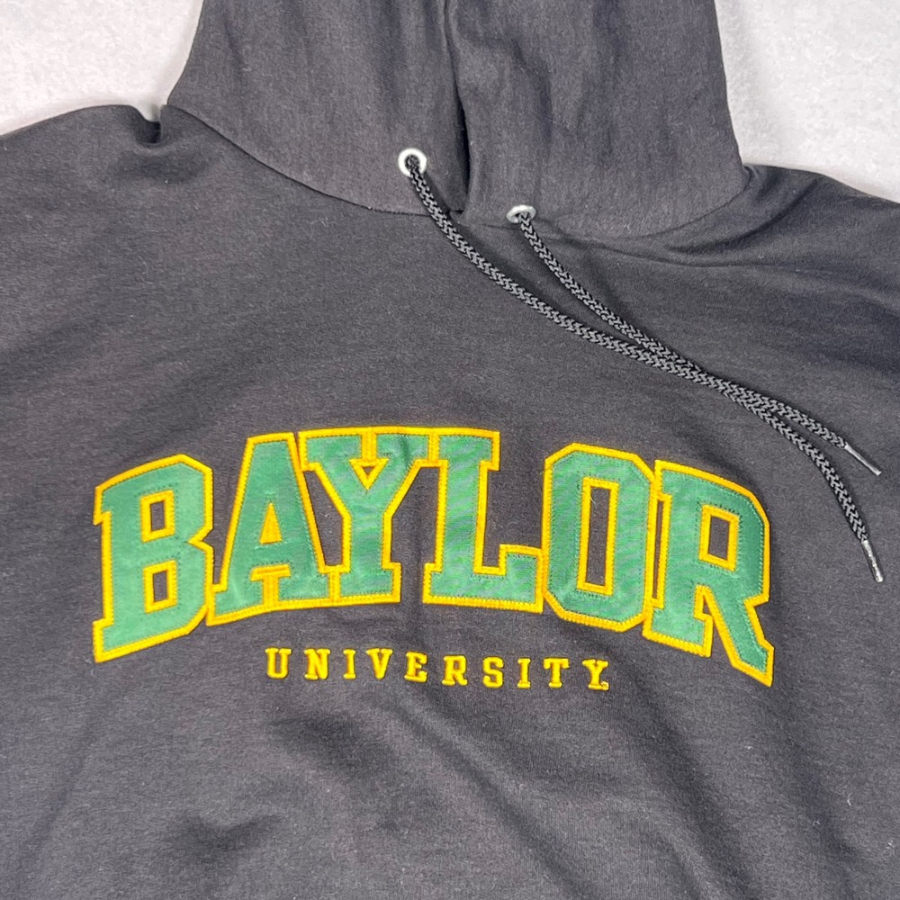 Champion Baylor University Hoodie Black Green Gold Embroidered Logo Sweatshirt
